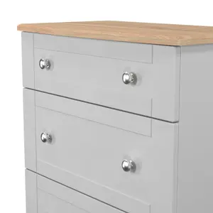 Sussex Ready assembled Grey & oak 3 Drawer Chest (H)882mm (W)765mm (D)415mm