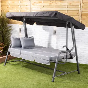 Alfresia Turin Reclining Swing Seat with Grey Luxury Cushions