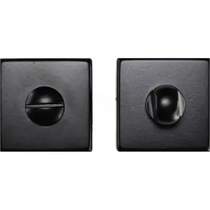 Square Rose Thumbturn & Release Lock - Matt Black - Bathroom Door WC