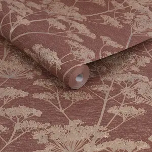 Boutique Ruby Serene Seedhead Floral Wallpaper