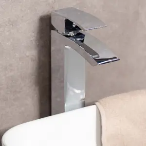 Stark Polished Chrome Deck-mounted Tall Basin Mono Mixer Tap