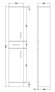 Slimline Floor Standing Bathroom Tall Unit - 350mm - Gloss White