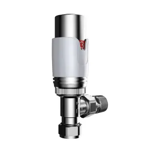 VURTU10 Angled Thermostatic Radiator Valve and Lockshield, 125(H) x 115(W), Chrome, 613689