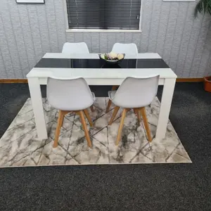 Kitchen Dining Table With 4 Chairs White Black Table (140x80x75) 4 White Tulip Chairs, Kitchen Dining Room Furniture