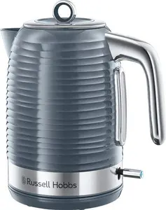 Russell Hobbs Inspire Electric 1.7L Cordless Kettle (Fast Boil 3KW, Grey Premium Textured Plastic, High Gloss Finish, Removable Washable Anti-Scale