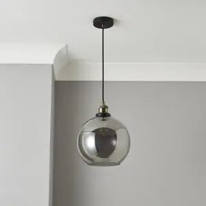 Inlight Sadri Matt Black Smoke tinted effect Pendant ceiling light, (Dia)250mm