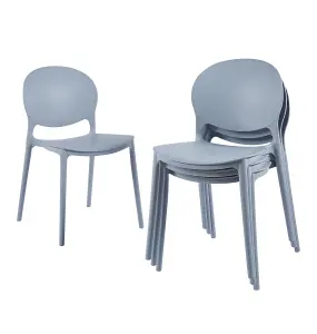 Hallowood Furniture Stoker Light Grey Stackable Plastic Backrest Chairs x 4