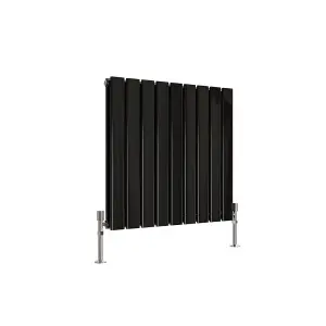 Horizontal Black Double Flat Panel Radiator (H) 600 mm x (W) 612 mm, 3044 BTU.