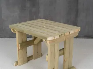 Wooden garden table, Hollies rounded outdoor pinic dining desk (4ft, Natural finish)