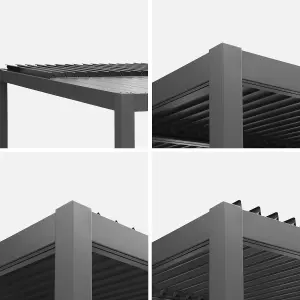 sweeek. 3x3m louvered aluminium pergola with adjustable slats Palace Anthracite 292x292x231 cm