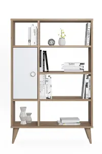 Soho Bookcase Free Standing Storage Shelf, 80 x 25 x 121 cm 7 Compartments Display Shelves, Bookshelf, Open Cabinet, Oak