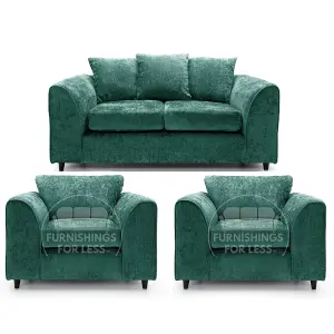 Monaco Chenille Fabric 3 Piece Sofa Set - 2 1 1 Teal