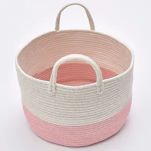 Pink Folding Cotton Laundry Basket Laundry Hamper Storage Bag