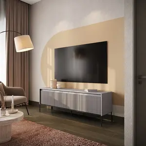 TREND Elegant TV Cabinet with Decorative LED Lighting (H)560mm (W)1670mm (D)400mm - Light Grey