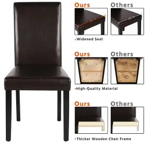 Yaheetech 4PCS Dark Brown Dining Chair High Back Padded with Rubber Wood Legs