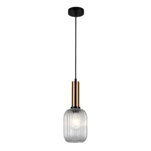 Luminosa Modern Hanging Pendant Brass 1 Light  with Clear Shade, E27