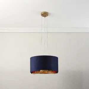 Eternal Contemporary Matt Navy Gold effect 3 Lamp Light pendant, (Dia)430mm