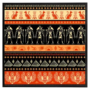 Egyptian heiroglyphs in orange & black (Picutre Frame) / 12x12" / Brown