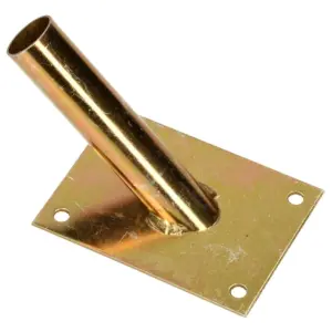 Single Flag Pole Holder - Wall Mounted Flag Pole Bracket, Galvanised (Gold), Rust and Weather Resistant, Heavy Duty