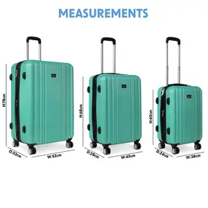 Sealey Dellonda Set 3-Piece Lightweight ABS Luggage Set with Integrated TSA Approved Combination Lock - Teal - DL126 DL126