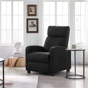 Yaheetech Black Modern Fabric Recliner Sofa with Pocket