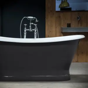 Arroll Lyon Gloss Black Single ended Bath (L)1700mm (W)720mm