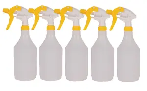 Complete Pack Of 5 x 750ml Yellow Coloured Hand Trigger Spray Bottles for Cleaning