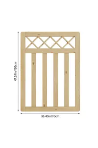 Cross Top Wooden Fence Gate for Garden and Yard Entryways 120cm W x 90cm H