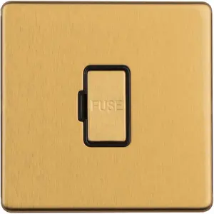 1 Gang 13A Unswitched Fuse Spur SCREWLESS SATIN BRASS Rocker Mains Isolation