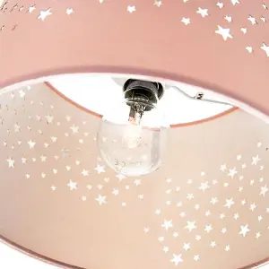 Stars Decorated Children/Kids Soft Pink Cotton Bedroom Pendant or Lamp Shade