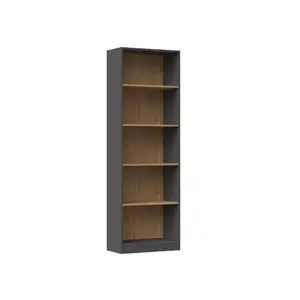 Albee Bookcase Anthracite/Artisan Oak / (5 Shelves) 182cm H x 60cm W x 32cm D