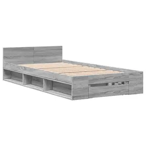 Berkfield Bed Frame with Drawer without Mattress Grey Sonoma 90x200 cm