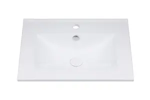 Bathroom Basin Sink 600mm 60cm White Cloakroom Ceramic Inset Single Bowl UP