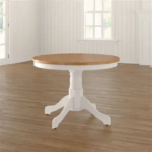 Conklin Round Solid Wood Base Dining Table Three Posts Table Base Colour: Ivory