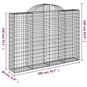 Berkfield Arched Gabion Basket 200x30x140/160 cm Galvanised Iron