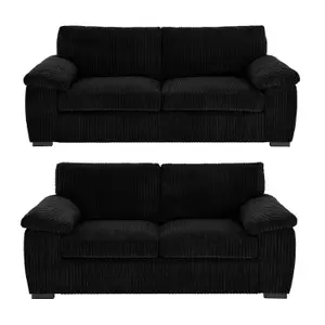 jumbo cord Black fabric Lilly 3 and 2 seater sofa set