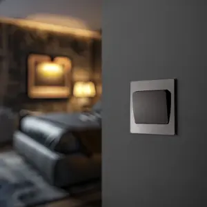 BG Evolve 20A Single Wall Light Switch 2 Way, Wide Rocker Black Chrome