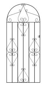 CLEVE Metal Scroll Tall Bow Top Garden Gate 914mm GAP x 1830mm High CBZP42