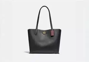 COACH® Women's Willow Tote Bag In Black | Split Leather