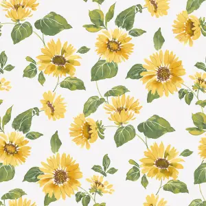 Galerie Just Kitchens White Sunflower Trail Wallpaper Roll