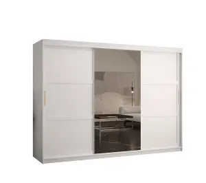 Ramiro II Contemporary 3 Sliding Door Wardrobe 9 Shelves 2 Rails White Matt (H)2000mm (W)2500mm (D)620mm