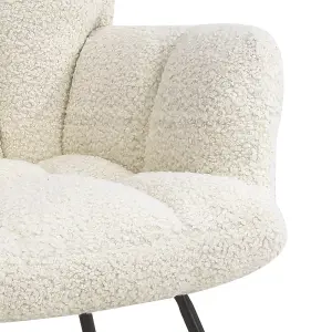 Comfortable Cream Tufted Upholstered Teddy Rocking Chair for Study Living Room