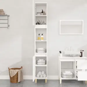 Berkfield Bathroom Cabinet White 30x30x190 cm Engineered Wood