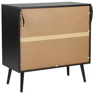 Rattan 3 Drawer Chest Black OPOCO