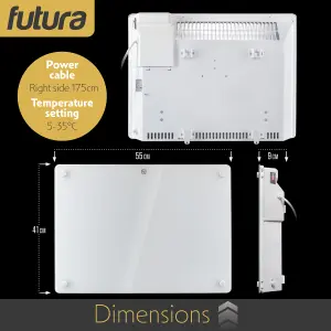 Futura Electric Panel Heater 1000W White Wall Mounted & Free Standing Glass Timer Thermostat Control Lot 20