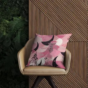 Abstract Pink Moon Pattern Outdoor Cushion 45cm x 45cm