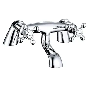 Rinse Bathrooms Traditional Monobloc Bathroom Tub Taps Cross Dual Lever Chrome Brass Bathtub Tap Vintage