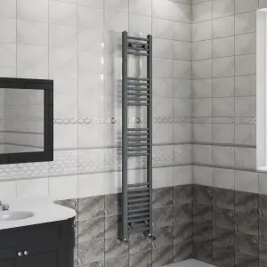 Right Radiators 1600x300 mm Curved Heated Towel Rail Radiator Bathroom Ladder Warmer Anthracite