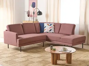 Left-Hand Corner Sofa BREDA Golden Brown Fabric Left Hand