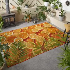 Melrose Orange Design Water Resistant Indoor/Outdoor Large Area Rug 160/235cm